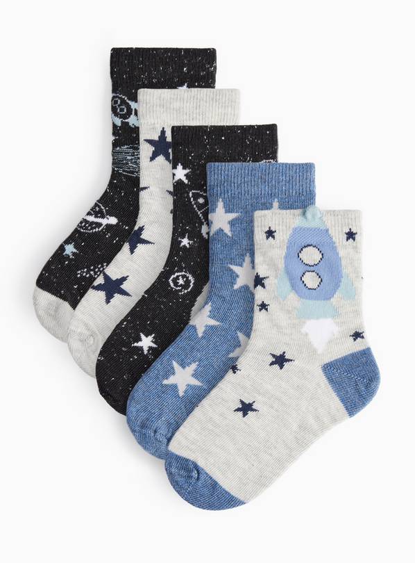 Space Print Ankle Socks 5 Pack 12.5-3.5